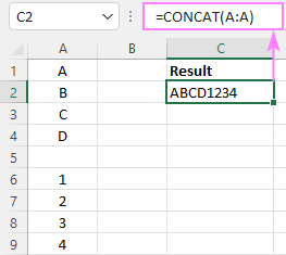 Concatenating all cells in column