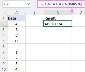 Excel CONCAT function - string concatenation examples