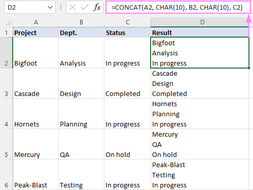 Excel CONCAT function - string concatenation examples