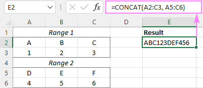 Concatenating non-adjacent ranges