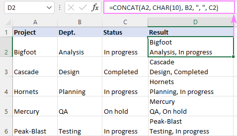 Excel CONCAT function - string concatenation examples