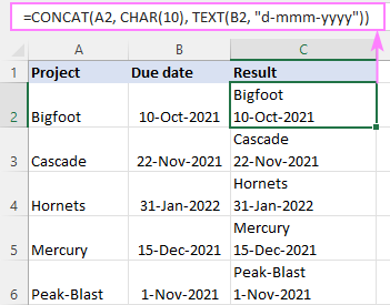 Concatenating a text string and a date