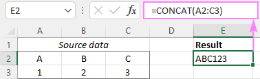 Concatenating a range of cells