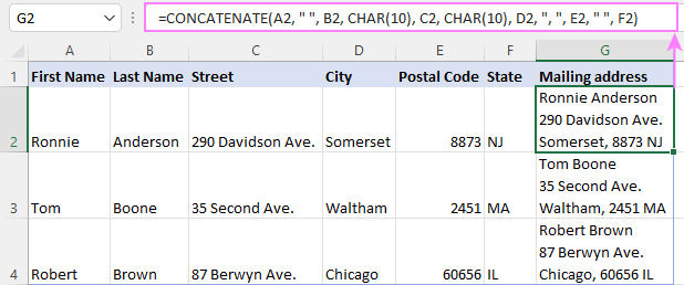 Excel Concatenate Multiple Cells Into One String