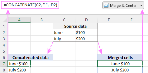 Merge and concatenate in Excel