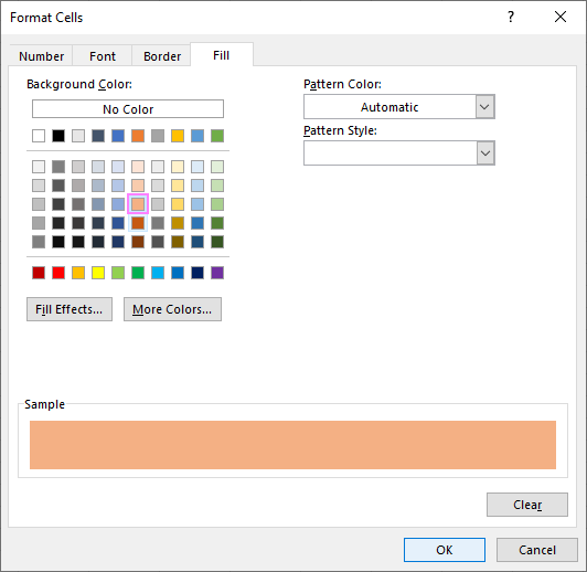 Select the desired fill color.