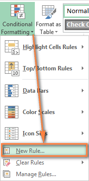 where is the new rule option for a mac on excel