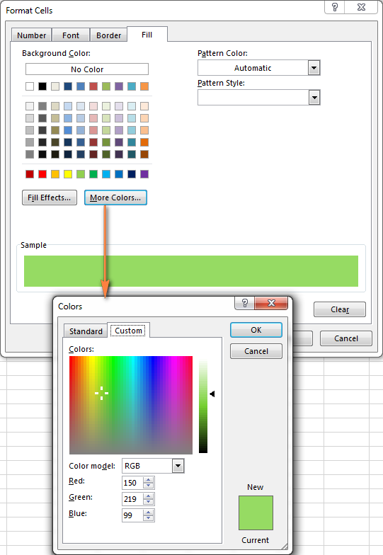 in excel for colors does moderate effect equal 50% on mac