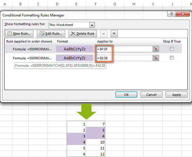 where is the new rule option on excel for a mac