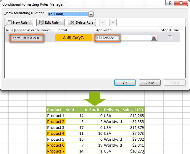 conditional formatting excel 2016 equals cell