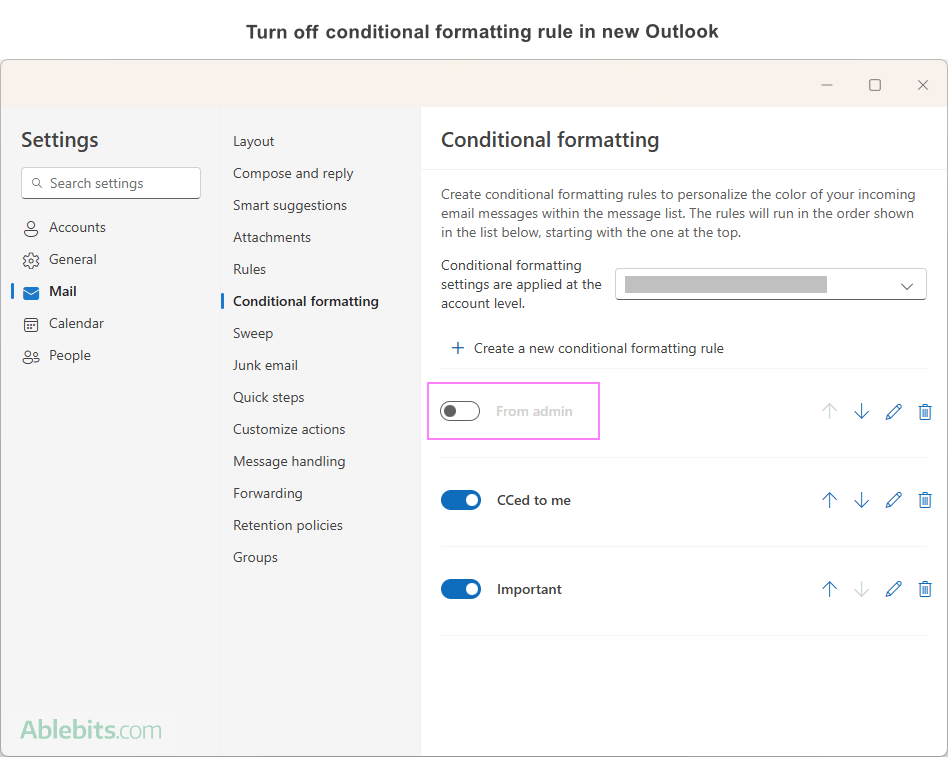 Turn a conditional formatting rule off.