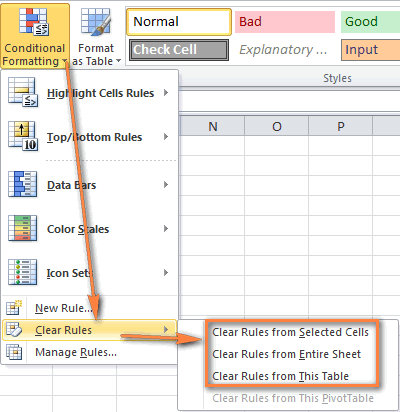 where is the new rule option for a mac on excel