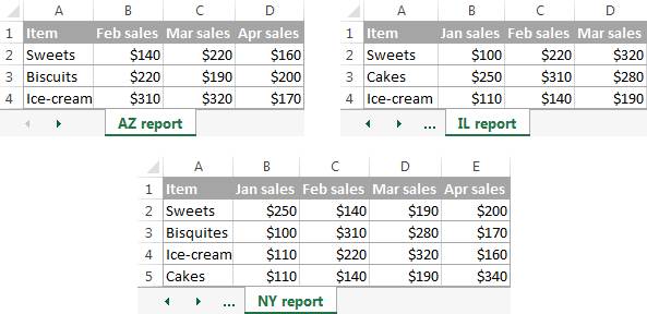 Consolidate in Excel: Merge multiple sheets into one