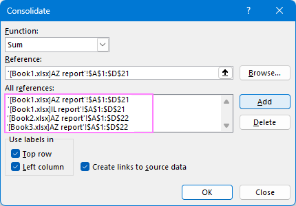 Consolidate multiple Excel files into one.