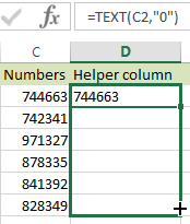 Copy the formula across the column using the fill handle