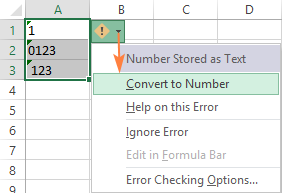Excel's Convert to Number error checking feature