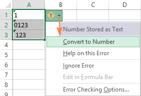 Excels Convert to Number error checking feature