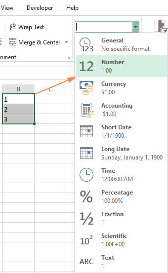 convert text to number excel