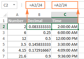 Converting numbers to the time format in Excel