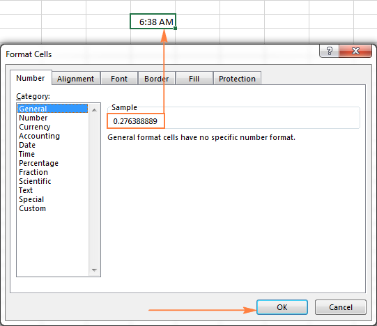 convert clock time to decimal in excel