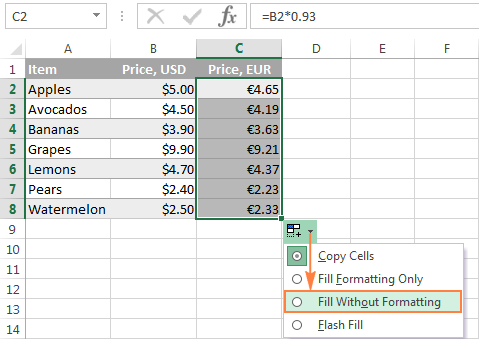 excel for mac copy a formula down without dragging