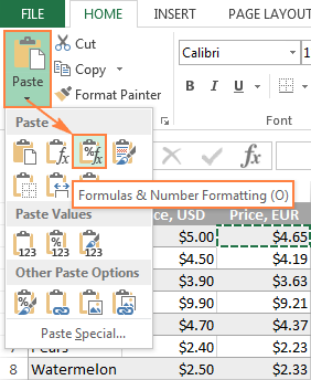 Copying a formula and number formatting