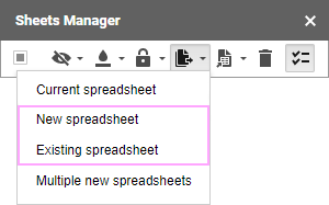 Copy all selected sheets to a new or existing spreadsheet.