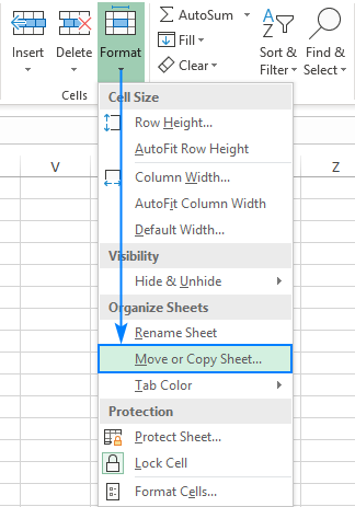 Copy a tab in Excel using the ribbon.