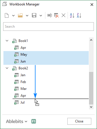 Moving sheets between different Excel files