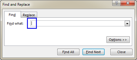 Leave the Find what field empty
