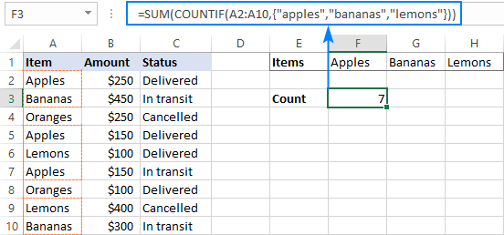 Excel Countif And Countifs With Or Conditions