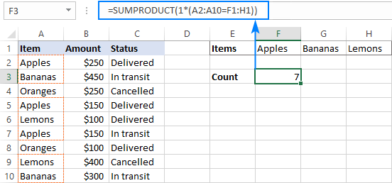 Excel COUNTIF and COUNTIFS with OR logic