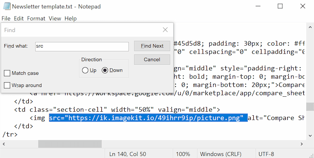 How to replace placeholder image links with real URLs in an HTML code using the find function. How to replace placeholder image links with real URLs in an HTML code using the find function.
