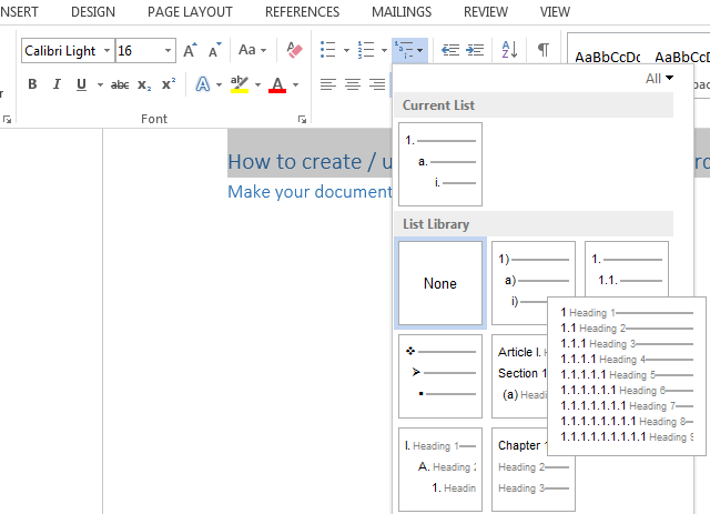 how to link table of contents in word with page numbers