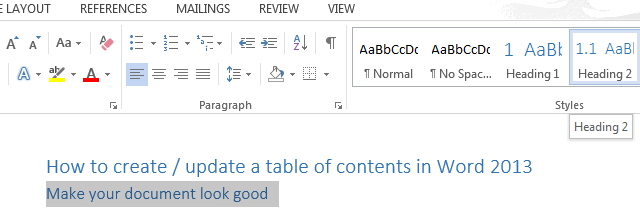 how to insert a table in word and add subtitle