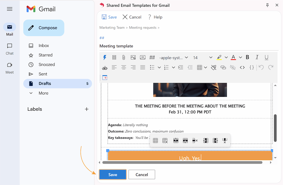Check your preview in the sidebar before inserting into an email.