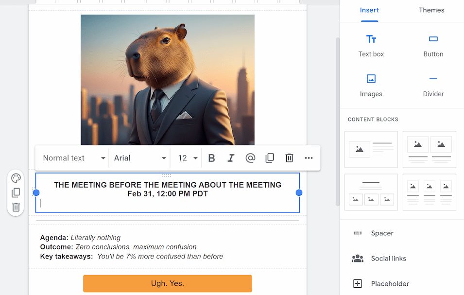 Use the editor's interface to customize your content.
