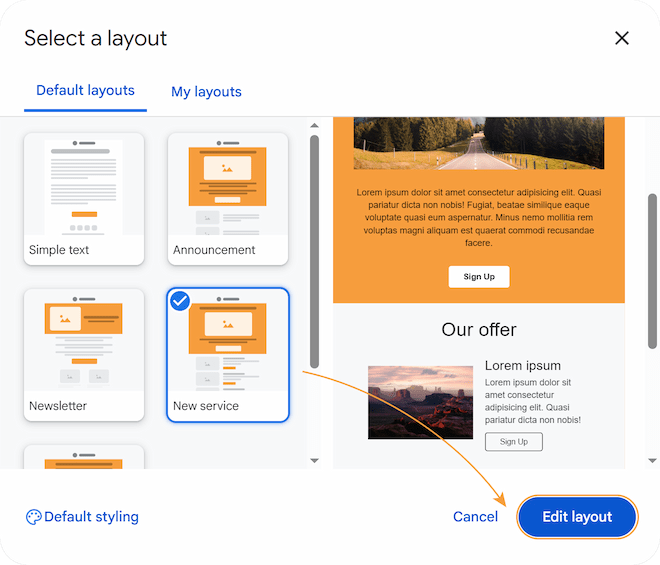Look through default layouts.