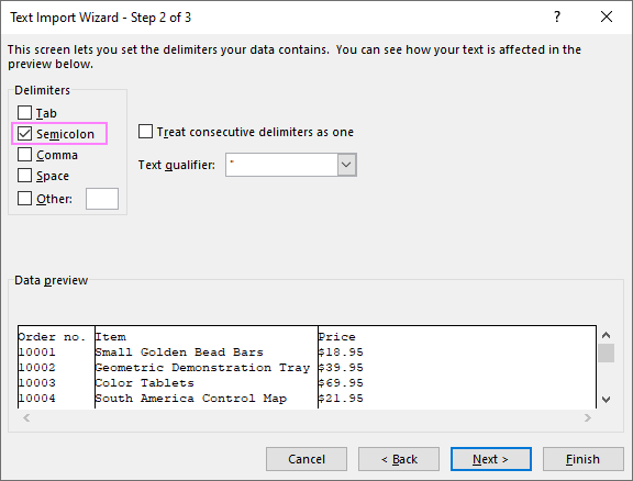 Choosing a delimiter for the csv file