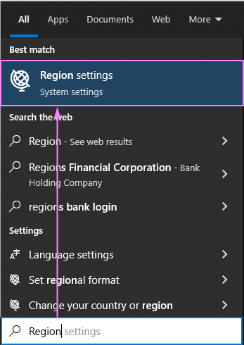 Open Windows Region settings.