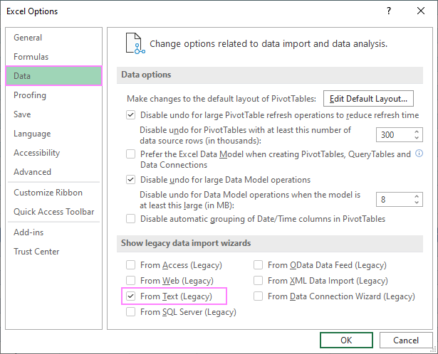 excel text import wizard not showing