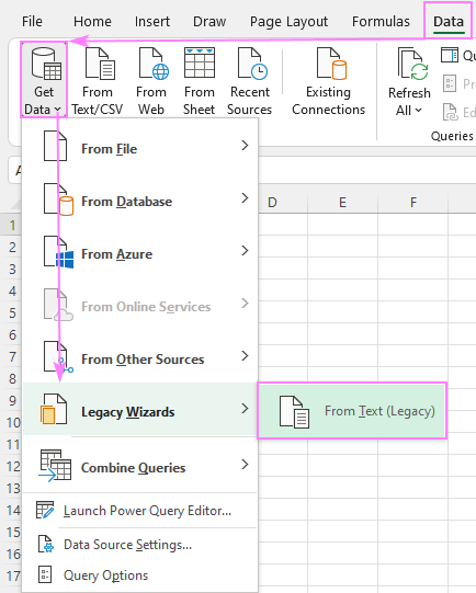 From Text (Legacy) wizard in Excel 2016 - Excel 365