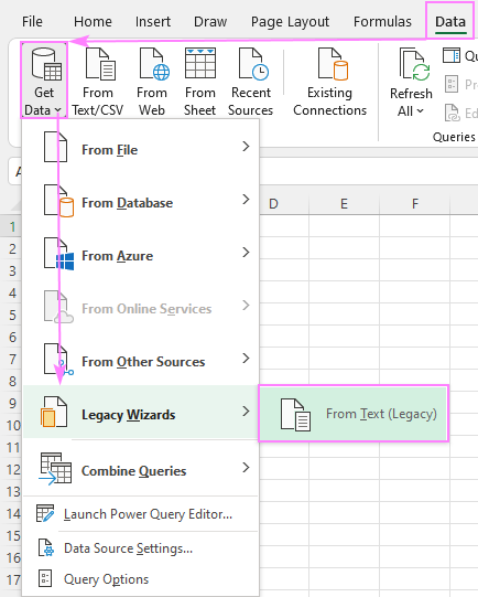 using the text import wizard in excel