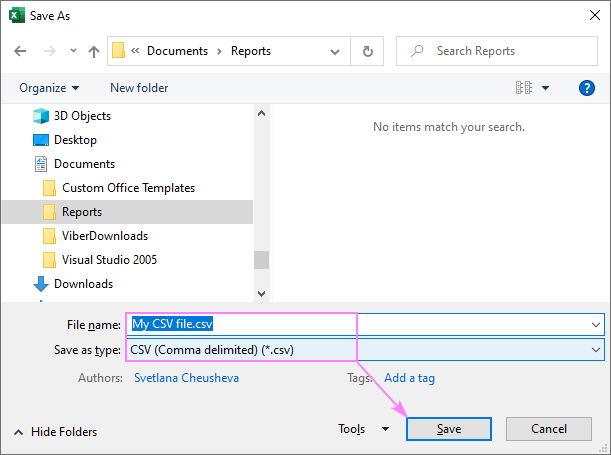 Saving CSV file in Excel