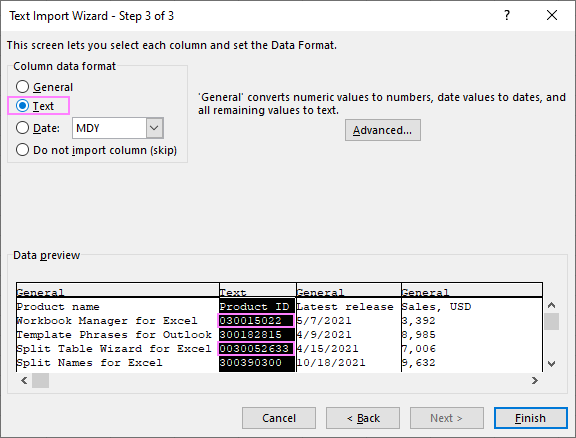 microsoft excel text import wizard how to keep xeros