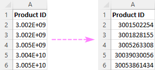 To get the numbers displayed normally, resize the column.