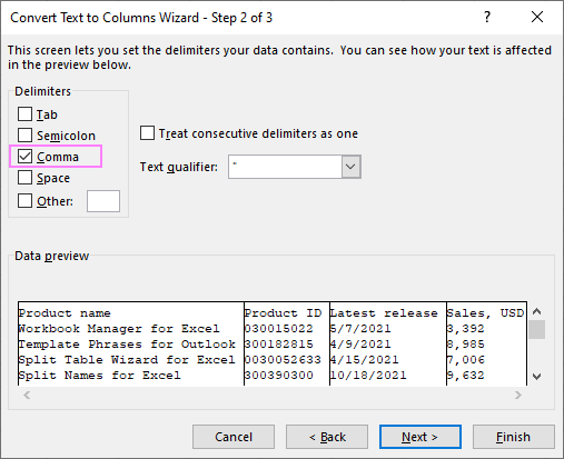 convert delimited text file to excel