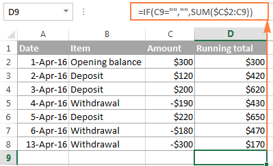 An improved Excel cumulative sum formula