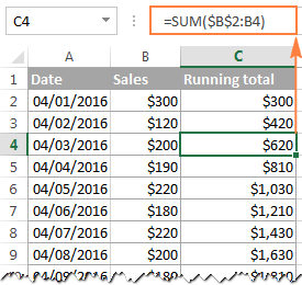 get cumulative total for a range using quick analysis tool in excel