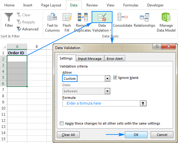 Validate input with check mark - Excel formula